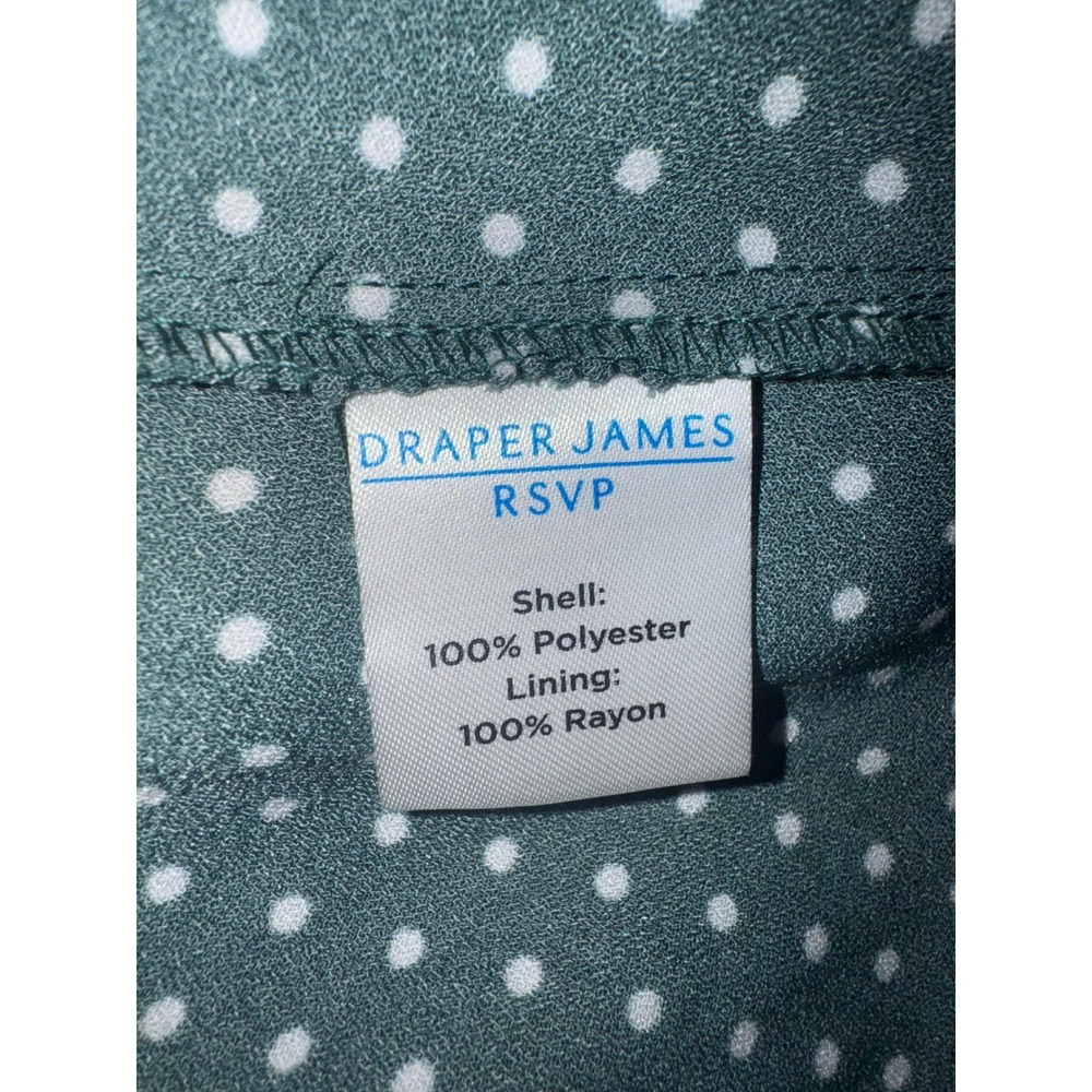 Draper James RSVP Midi Dress Womens Small Green Polka Dot Smocked Waist V-Neck S - Picture 7 of 7